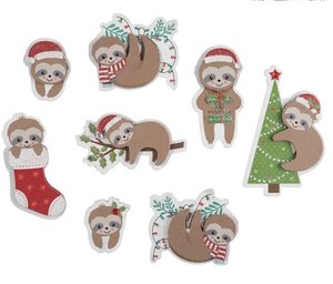 Pegatinas 3D Trimits Craft Embellishment Christmas Festive Sloths 8 pcs