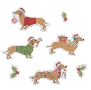 Pegatinas 3D Trimits Craft Embellishment Christmas Festive Dachshund 7 pcs