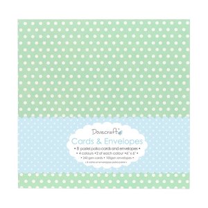 Tarjetas y sobres Dovecraft 6x6&quot; Polka Pastel 8 pcs