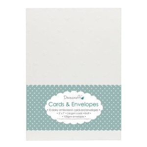 Tarjetas y sobres Dovecraft 5x7&quot; Embossed Daisy 10 pcs