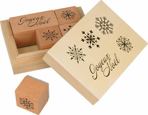 Set de sellos de madera Copos Beary Christmas