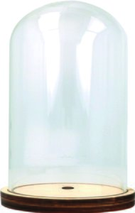 Campana de cristal base de madera 13 cm x 9 cm