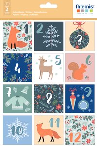 Pegatinas cuadradas Calendario de Adviento Woodsy Christmas