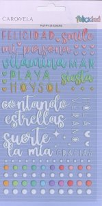 Pegatinas puffy frases Felicidad de Caro Vela