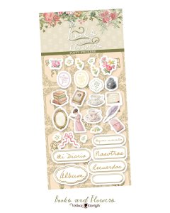 Pegatinas puffy Books and Flowers de Vintage Odyssey