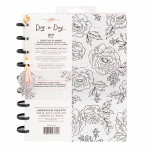 Planner de discos Maggie Holmes Day to day Black and White Floral Gold Foil