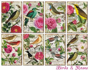 Mini Pad tamaño tarjetas 24 pcs 7x10,6 cm Decorer Birds & Roses