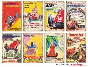 Mini Pad tamaño tarjetas 24 pcs 7x10,8 cm Decorer Old Posters Racing