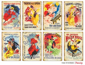 Mini Pad tamaño tarjetas 24 pcs 7x10,8 cm Decorer Old Posters Dancing