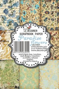 Mini Pad tamaño tarjetas 24 pcs 7x10,8 cm Decorer PARADISE FLOWERS