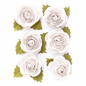 Paper Flowers DP Crafts White Roses 6 pcs