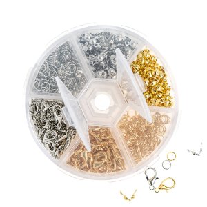 Set de ganchos y cierres para joyería DP Craft Silver & Gold 500 pcs