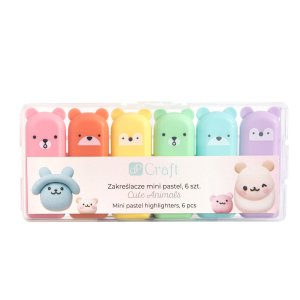 Set Mini Highlighters Pastel Cute Animals 6 pcs