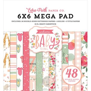 Mega Pad 6x6" Echo Park Welcome Baby Girl Cardmakers