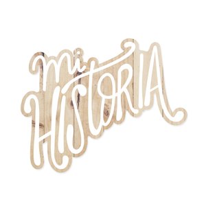 Título de madera impresa Mi historia