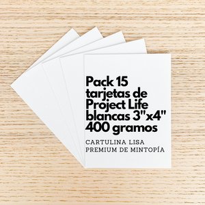 Pack 15 Tarjetas 3x4&quot; 400 gr blancas PREMIUM