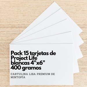 Pack 15 Tarjetas 4x6&quot; 400 gr blancas PREMIUM