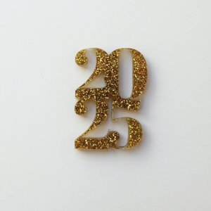 Título de metacrilato2025 para lomo álbum Color Dorado glitter