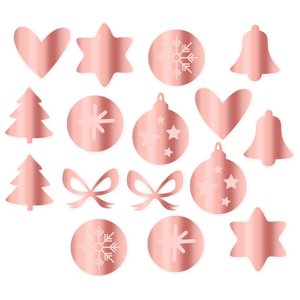 Set de adornos de metacrilato Kimidori Colors Navidad espejo oro rosado