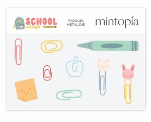 Troquel Lápices y clips School Days de Mintopía
