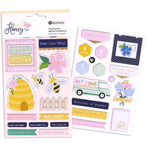 Pegatinas de chipboard con foil Hello Honey de Rosie's Studio