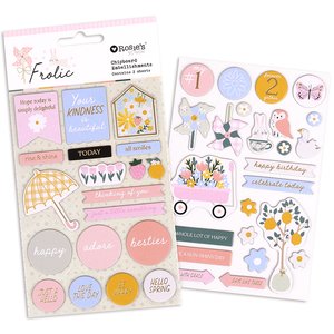 Pegatinas de chipboard con foil Frolic de Rosie's Studio