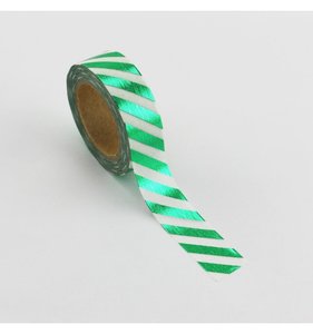 Washi Tape Green Foil Stripes