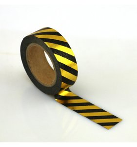 Washi Tape Gold Foil/Black Stripes